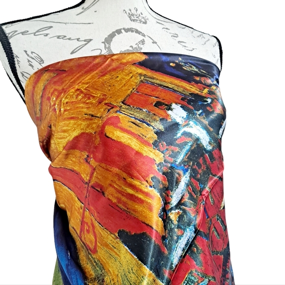 💖 2/$30 Square Satin abstract art oil painting Hair neck or purse Scarf New - Picture 10 of 16